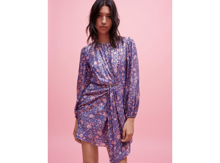 Robe en viscose imprimée métallisée