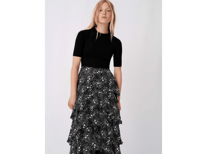 Robe trompe-l'oeil jersey, jupe imprimée
