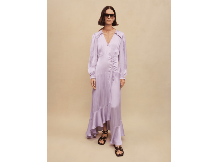 Robe longue fluide satinée