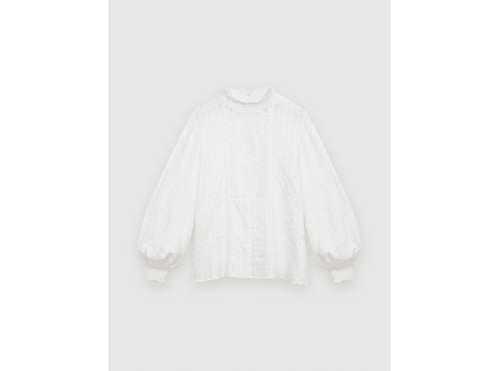 Top en coton et lurex avec dentelles