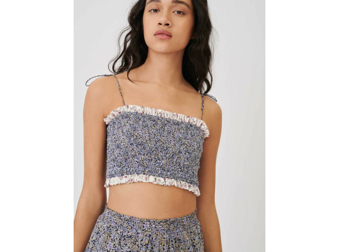 Crop top smocké façon bandeau