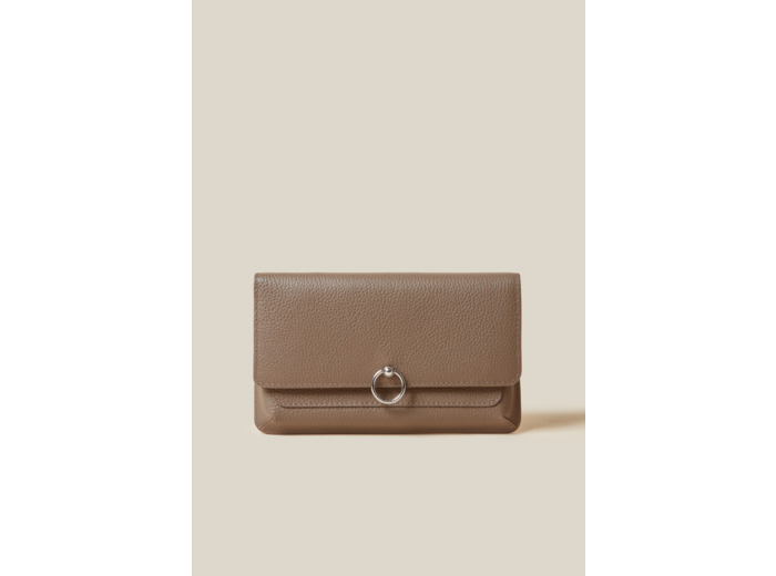 Pochette large cuir grainé