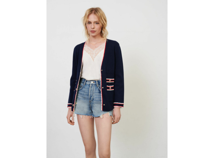 Cardigan en maille contrastée