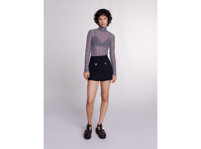 Top semi-transparent à motif