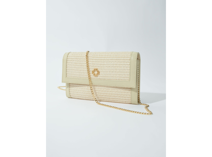 Pochette à chaîne effet raphia