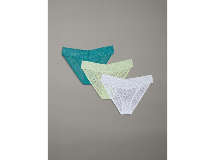 CULOTTE BIKINI BASSE TAILLE AVEC DENTELLE LOGO - PACK DE 3