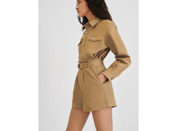 Short en coton stretch ceinturé