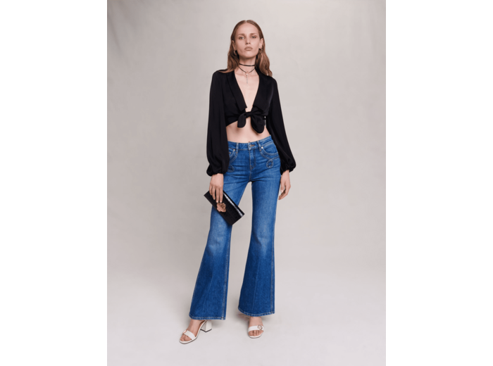 Jean flare à poches brodées
