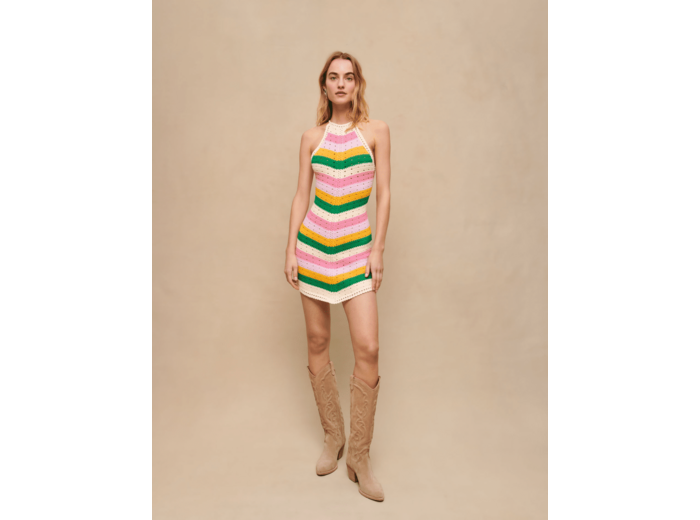 Robe en maille multicolore