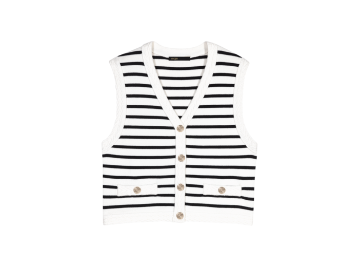 Cardigan sans manches à rayures