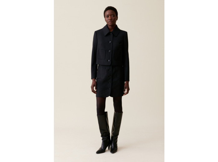 Veste boîte laine mélangée noir