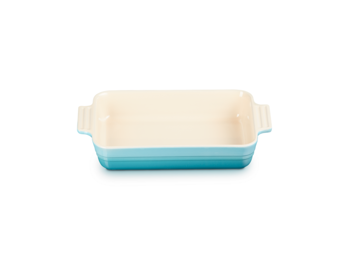 Plat rectangulaire classique 25cm en céramique bleu caraïbes