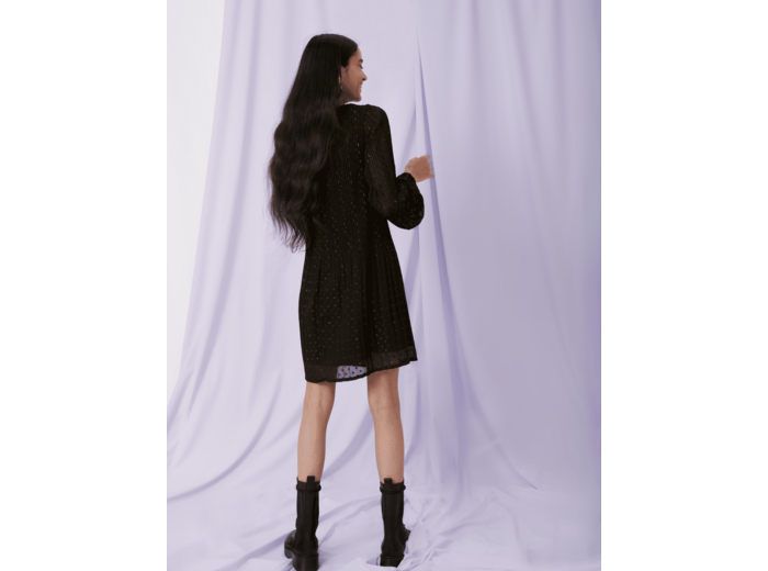 Robe plissée et pois lurex