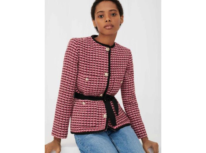 Veste façon tweed contrastée