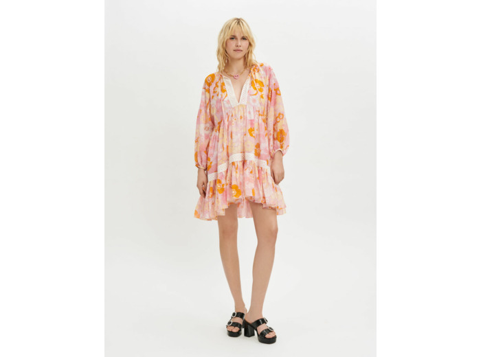 Robe en voile de coton et soie
