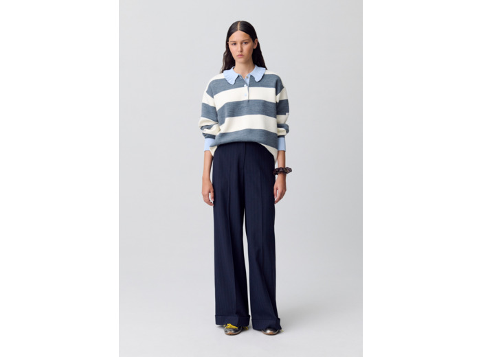 Pull polo large rayures
