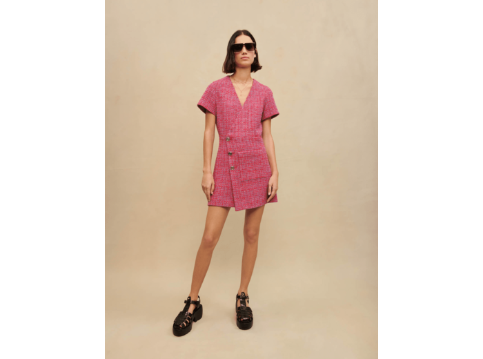 Robe courte en tweed dos ouvert