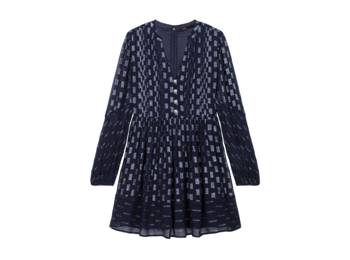 Robe courte plissée à imprimé fleurs