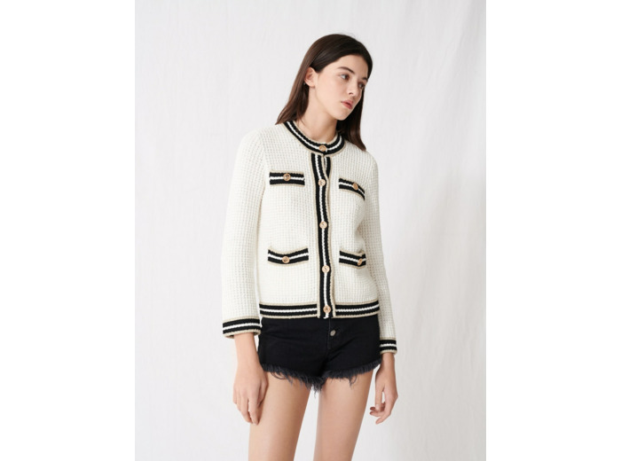 Cardigan en maille à bandes contrastées