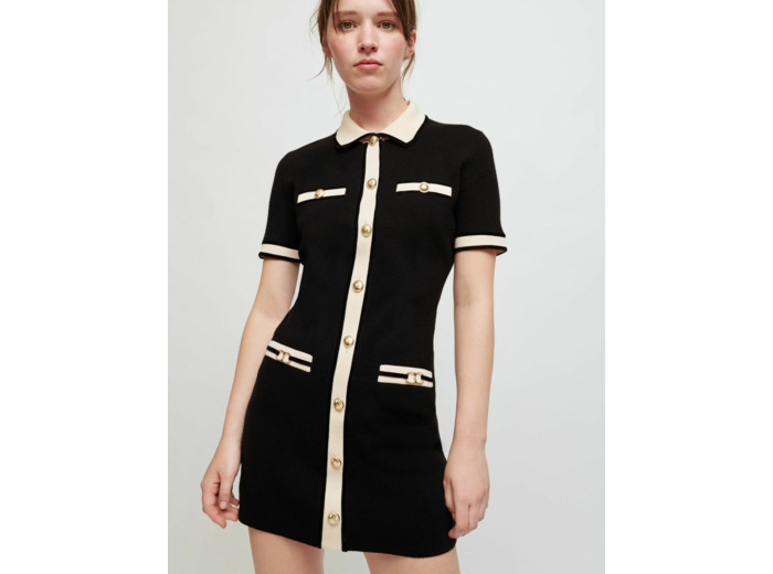 Robe en maille contrastée et mors