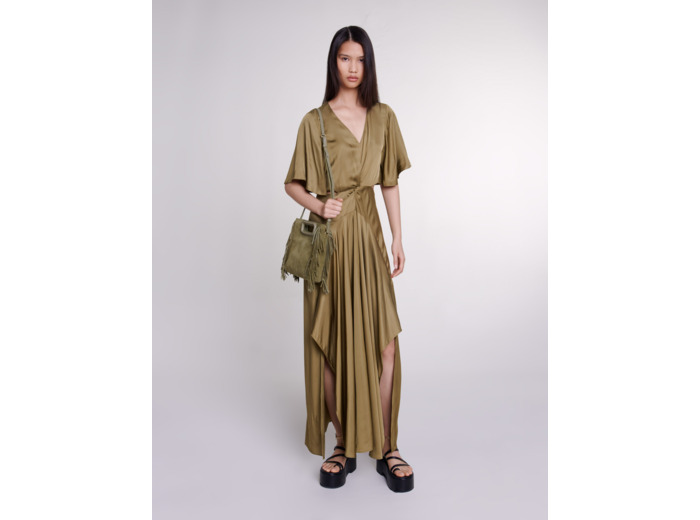 Robe longue satinée ajourée