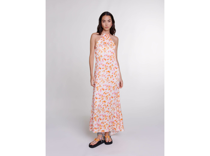 Robe longue fleurie et satinée