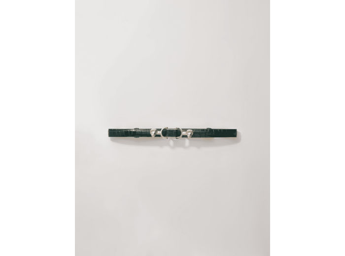 Ceinture fine en cuir à mors lion