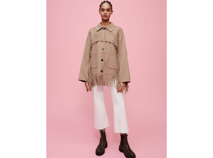 Manteau double face à franges