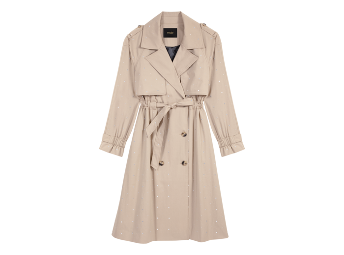 Trench clouté taille élastiquée