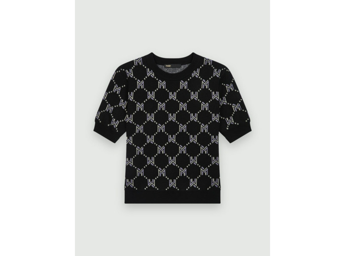 Pull en jacquard monogramme M en lurex