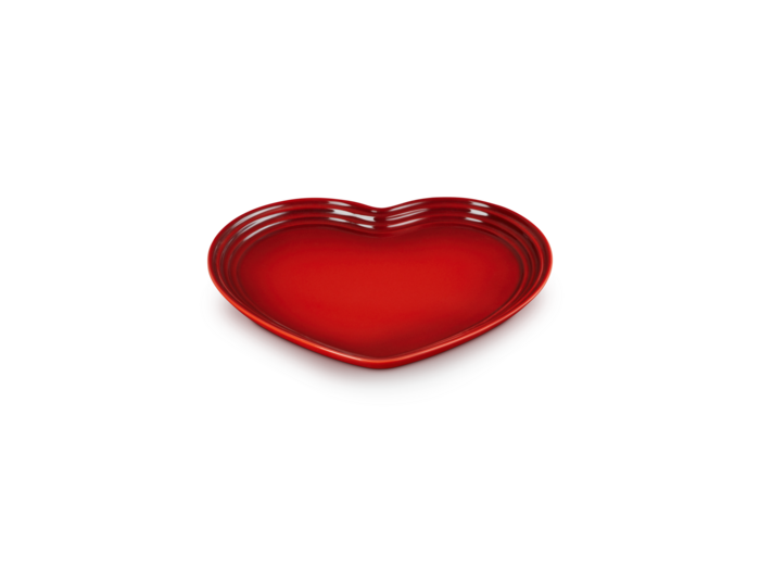 Assiette coeur en céramique cerise