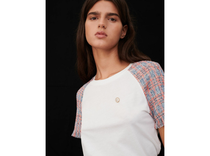 Tee-shirt en jersey manches façon tweed