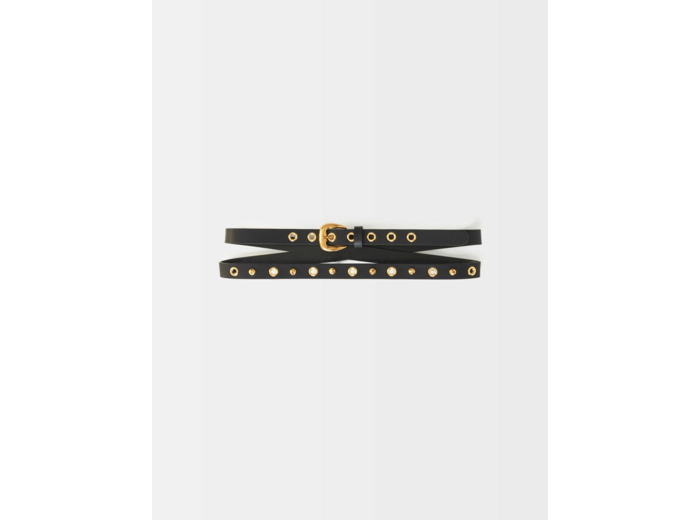 Double ceinture en cuir à œillets