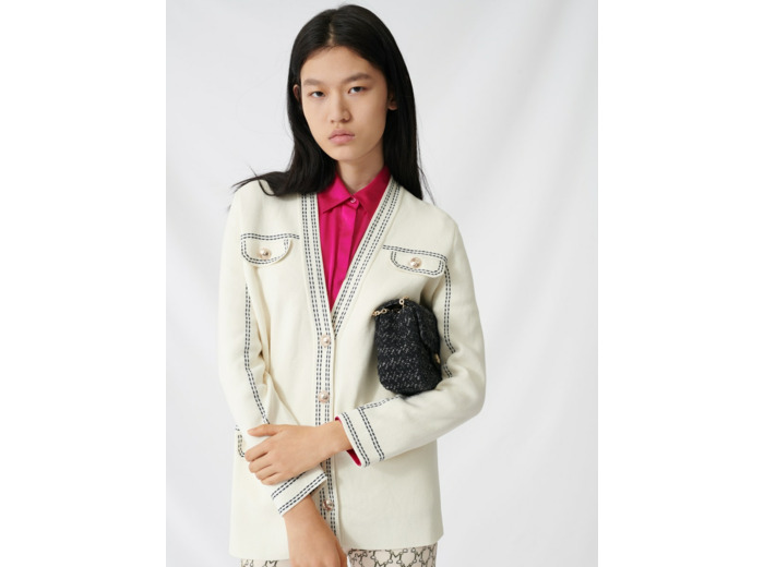Cardigan à surpiqûres contrastées