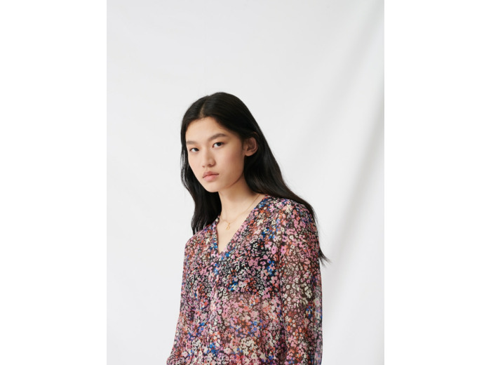 Blouse à imprimé floral en soie
