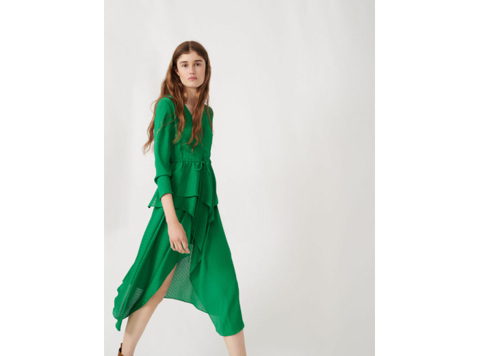 Robe en matière lurex stretch à volants