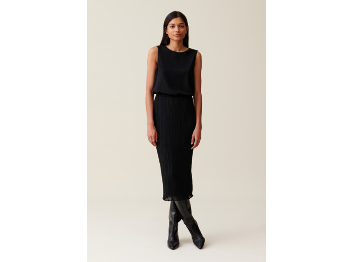 Robe 7/8ème col rond élastiquée