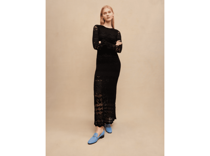 Robe longue en maille ajourée