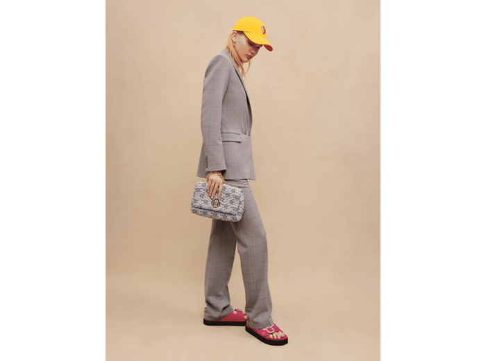 Veste de tailleur à carreaux grise