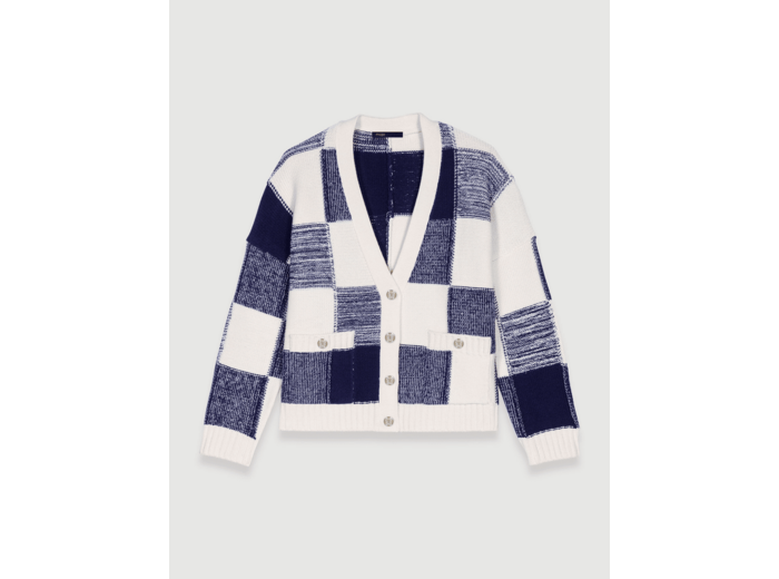 Cardigan en maille à carreaux
