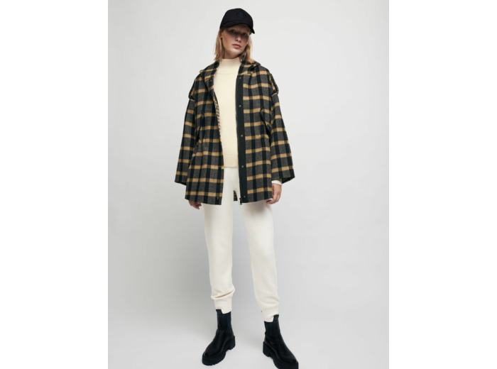 Manteau à carreaux avec capuche