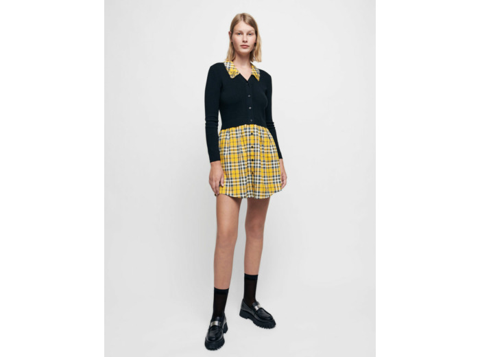 Robe trompe l'œil carreaux façon tartan