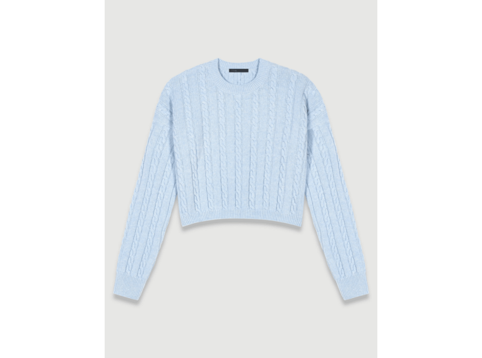 Pull court maille torsadée