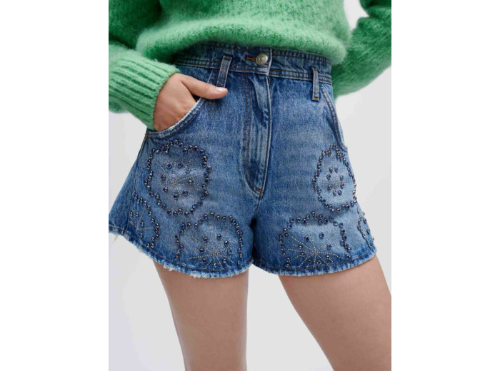 Short en jean strassé