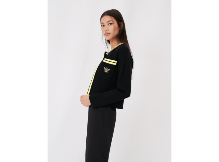 Cardigan avec détails contrastés au col