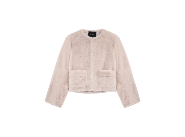 Veste courte en fausse fourrure