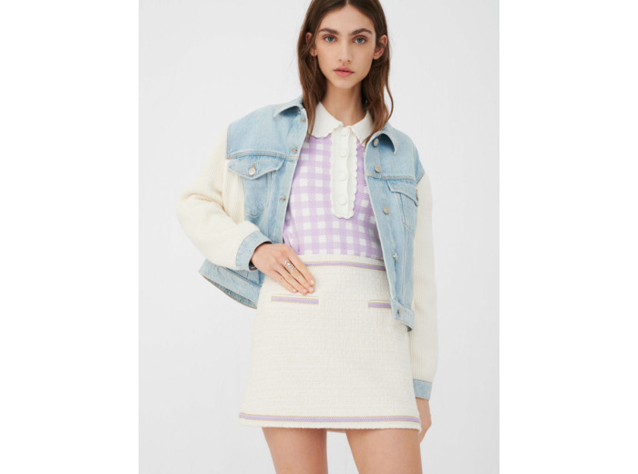 Jupe façon tweed contrastée