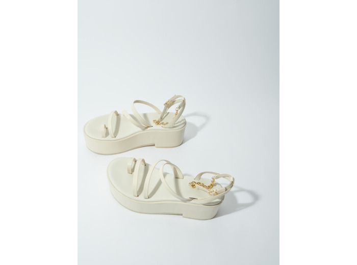 Sandales compensées en cuir