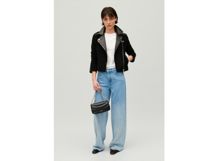 Veste en cuir noir
