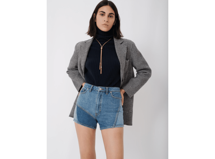 Short en jean patché